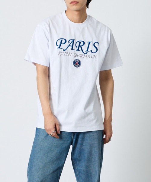 PARIS SAINT-GERMAIN（パリサンジェルマン）の「[PARIS SAINT-GERMAIN/パリ・サン＝ジェルマン] 別注 フロント刺繍ロゴ ショートスリーブTシャツ（Tシャツ/カットソー・メンズ・ホワイト/ブラック・M/XL/L）」の7枚目の写真