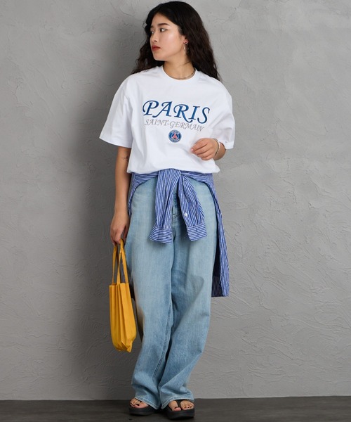 PARIS SAINT-GERMAIN（パリサンジェルマン）の「[PARIS SAINT-GERMAIN/パリ・サン＝ジェルマン] 別注 フロント刺繍ロゴ ショートスリーブTシャツ（Tシャツ/カットソー・メンズ・ホワイト/ブラック・M/XL/L）」の4枚目の写真