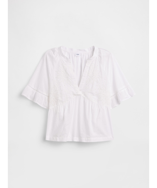 GAP（ギャップ）の「リラックスフィット アイレット トップス（シャツ/ブラウス・レディース・ホワイト・M/L/S/XXS/XS）」の4枚目の写真