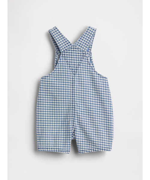 GAP（ギャップ）の「ギンガムチェック デニム くまさんポケット ショートオール (ベビー)（サロペット/オーバーオール・キッズ・ライトブルー・60cm/70cm/80ｃｍ/90cm）」の2枚目の写真
