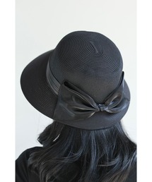 CAWAII（カワイイ）の「（黒）艶めくバックリボンの麦わら風帽子（ハット）」