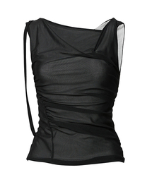 Braided Drape One-Shoulder Top (FL-140_Black)