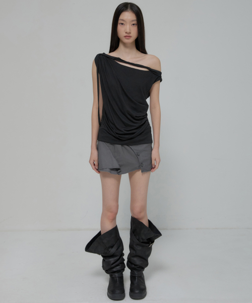 FLAREUP（フレアアップ）の「Braided Drape One-Shoulder Top (FL-140_Black)（Tシャツ/カットソー・レディース・ブラック・OS）」の14枚目の写真