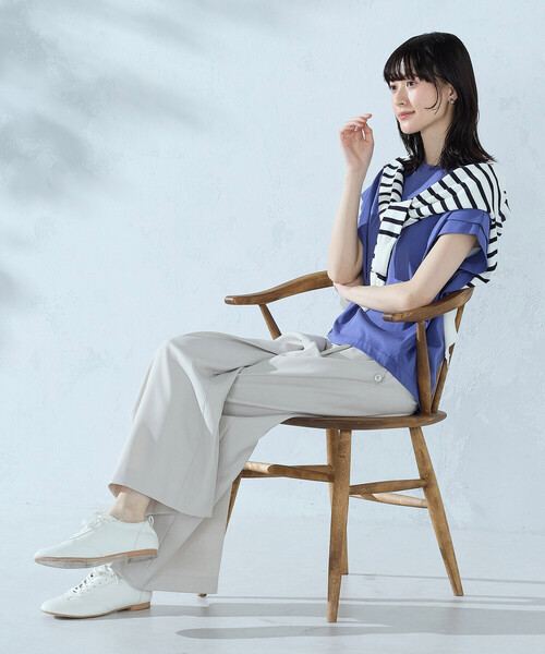 COMME CA ISM(コムサイズム)の「【接触冷感】袖タックTシャツ(Tシャツ/カットソー・レディース・ブルー/カーキ/ブラック/ホワイト・MEDIUM/LARGE)」の8枚目の写真