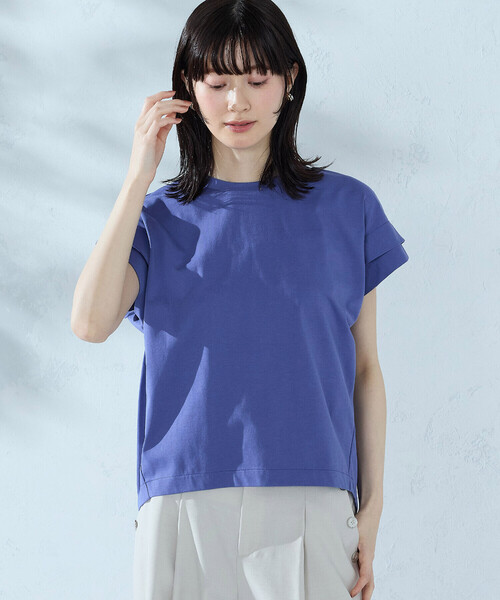 COMME CA ISM(コムサイズム)の「【接触冷感】袖タックTシャツ(Tシャツ/カットソー・レディース・ブルー/カーキ/ブラック/ホワイト・MEDIUM/LARGE)」の10枚目の写真