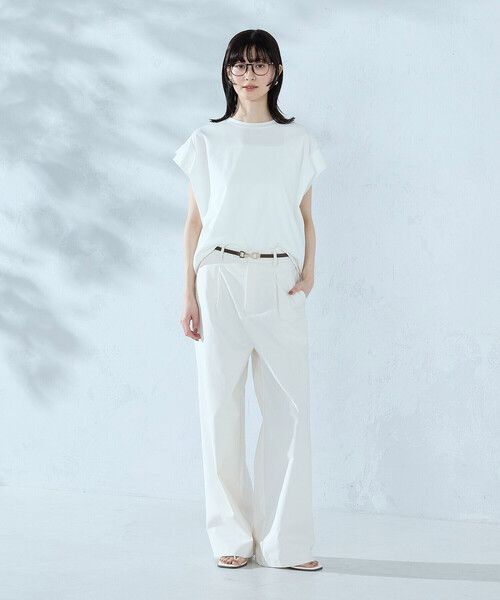COMME CA ISM(コムサイズム)の「【接触冷感】袖タックTシャツ(Tシャツ/カットソー・レディース・ブルー/カーキ/ブラック/ホワイト・MEDIUM/LARGE)」の11枚目の写真
