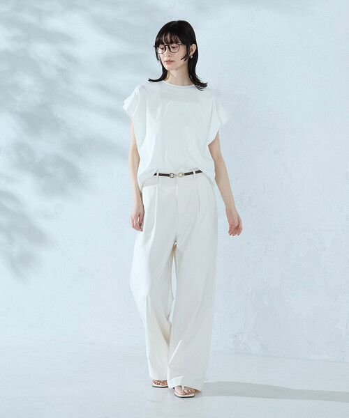 COMME CA ISM(コムサイズム)の「【接触冷感】袖タックTシャツ(Tシャツ/カットソー・レディース・ブルー/カーキ/ブラック/ホワイト・MEDIUM/LARGE)」の12枚目の写真