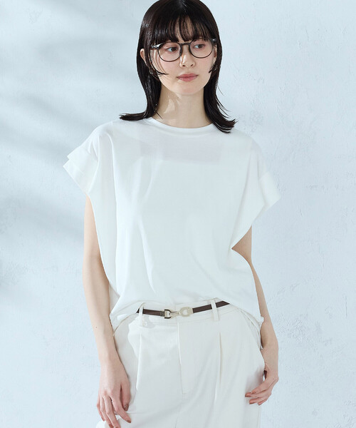 COMME CA ISM(コムサイズム)の「【接触冷感】袖タックTシャツ(Tシャツ/カットソー・レディース・ブルー/カーキ/ブラック/ホワイト・MEDIUM/LARGE)」の13枚目の写真
