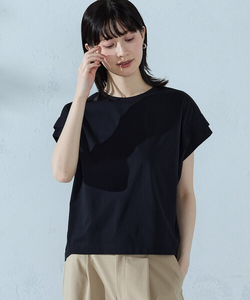 COMME CA ISM(コムサイズム)の「【接触冷感】袖タックTシャツ(Tシャツ/カットソー・レディース・ブルー/カーキ/ブラック/ホワイト・MEDIUM/LARGE)」の16枚目の写真