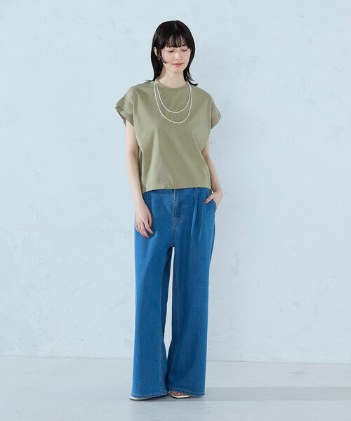 COMME CA ISM(コムサイズム)の「【接触冷感】袖タックTシャツ(Tシャツ/カットソー・レディース・ブルー/カーキ/ブラック/ホワイト・MEDIUM/LARGE)」の17枚目の写真