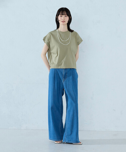COMME CA ISM(コムサイズム)の「【接触冷感】袖タックTシャツ(Tシャツ/カットソー・レディース・ブルー/カーキ/ブラック/ホワイト・MEDIUM/LARGE)」の18枚目の写真