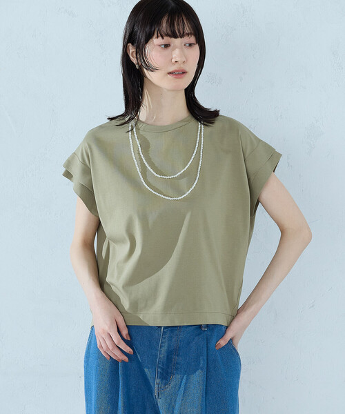 COMME CA ISM(コムサイズム)の「【接触冷感】袖タックTシャツ(Tシャツ/カットソー・レディース・ブルー/カーキ/ブラック/ホワイト・MEDIUM/LARGE)」の19枚目の写真