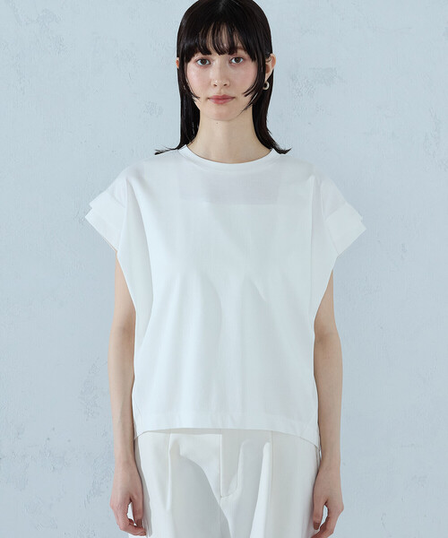 COMME CA ISM(コムサイズム)の「【接触冷感】袖タックTシャツ(Tシャツ/カットソー・レディース・ブルー/カーキ/ブラック/ホワイト・MEDIUM/LARGE)」の20枚目の写真