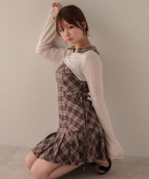 *M DOLLY original* Check layered molly pleats dress/チェックレイヤードモリー プリーツドレス