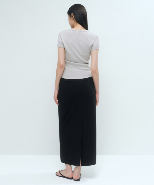 MUSINSA STANDARD WOMAN（ムシンサスタンダードウーマン）の「[クールタンダード] ウィメンズ ストレート マキシ スカート [ブラック]（スカート・レディース・その他・X-SMALL/SMALL/MEDIUM/LARGE）」の6枚目の写真