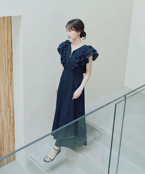 cle blatt(クレブラット)の「フリルジップワンピース(ワンピース・レディース・アイボリー/ネイビー/ブルー系その他5・SMALL/MEDIUM)」の7枚目の写真