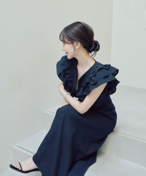cle blatt(クレブラット)の「フリルジップワンピース(ワンピース・レディース・アイボリー/ネイビー/ブルー系その他5・SMALL/MEDIUM)」の12枚目の写真