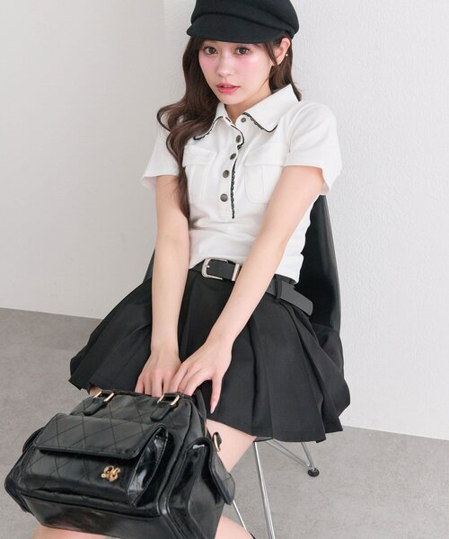 OLIVE des OLIVE(オリーブデオリーブ)の「ミリタリー風シャツ(Tシャツ/カットソー・レディース・ブラック/ベージュ/オフホワイト・FREE)」の7枚目の写真