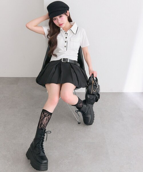 OLIVE des OLIVE(オリーブデオリーブ)の「ミリタリー風シャツ(Tシャツ/カットソー・レディース・ブラック/ベージュ/オフホワイト・FREE)」の8枚目の写真