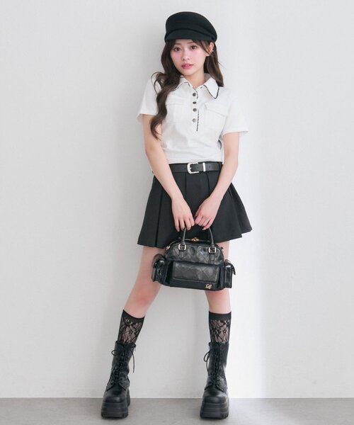 OLIVE des OLIVE(オリーブデオリーブ)の「ミリタリー風シャツ(Tシャツ/カットソー・レディース・ブラック/ベージュ/オフホワイト・FREE)」の9枚目の写真