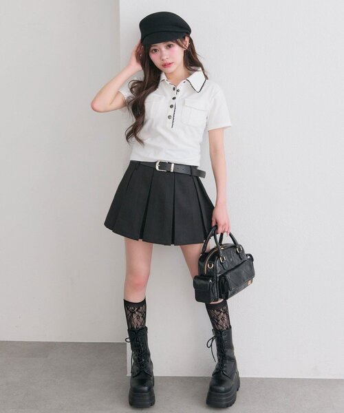 OLIVE des OLIVE(オリーブデオリーブ)の「ミリタリー風シャツ(Tシャツ/カットソー・レディース・ブラック/ベージュ/オフホワイト・FREE)」の10枚目の写真