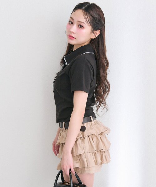OLIVE des OLIVE(オリーブデオリーブ)の「ミリタリー風シャツ(Tシャツ/カットソー・レディース・ブラック/ベージュ/オフホワイト・FREE)」の18枚目の写真