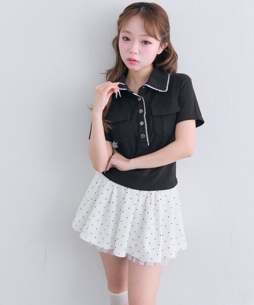 OLIVE des OLIVE(オリーブデオリーブ)の「ミリタリー風シャツ(Tシャツ/カットソー・レディース・ブラック/ベージュ/オフホワイト・FREE)」の21枚目の写真