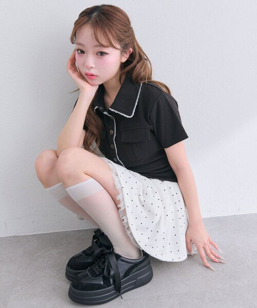 OLIVE des OLIVE(オリーブデオリーブ)の「ミリタリー風シャツ(Tシャツ/カットソー・レディース・ブラック/ベージュ/オフホワイト・FREE)」の22枚目の写真