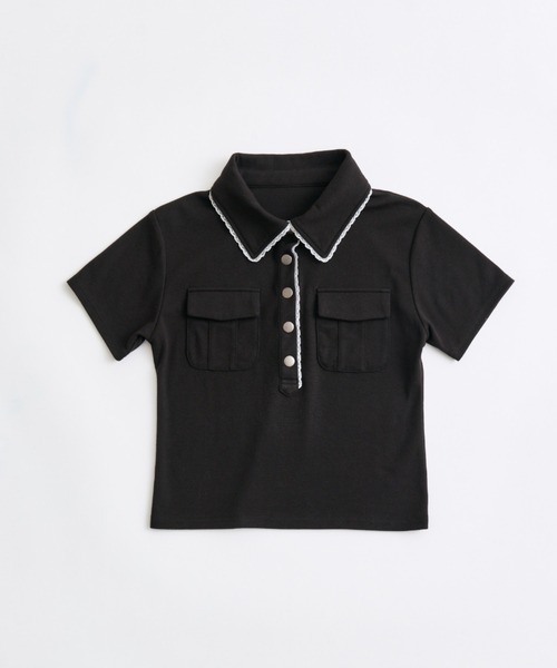 OLIVE des OLIVE(オリーブデオリーブ)の「ミリタリー風シャツ(Tシャツ/カットソー・レディース・ブラック/ベージュ/オフホワイト・FREE)」の4枚目の写真