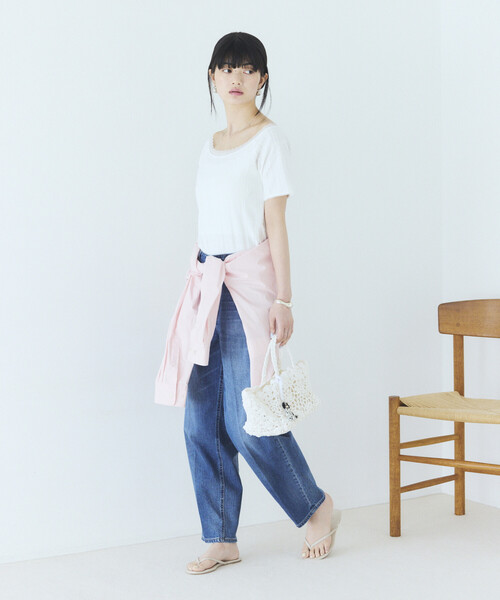Firsthand(ファーストハンド)の「Firsthand/ファーストハンド ボートネック 針抜きニット レースTシャツ(Tシャツ/カットソー・レディース・オフホワイト/グレー/ブラック・FREE)」の21枚目の写真