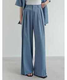 [2026 SUMMER COLLECTION][低身長/高身長サイズ有]リネンライクプリーツタックワイドパンツ