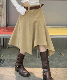 ベルト付き アシンメトリーイレギュラーヘム スカート