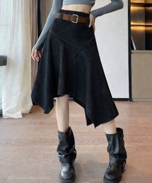 ベルト付き アシンメトリーイレギュラーヘム スカート