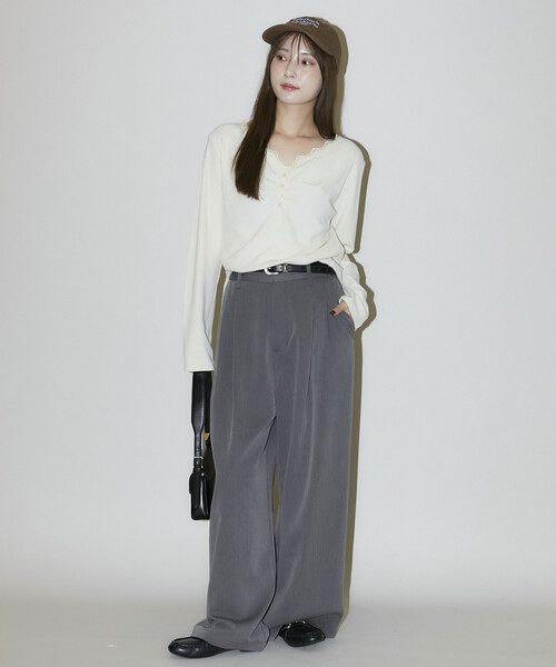 PUBLUX(パブリュクス)の「PUBLUX/パブリュクス 2タック スラックス パンツ 限定展開(その他パンツ・レディース・グレー/ブラウン/ブラック・MEDIUM/SMALL)」の9枚目の写真