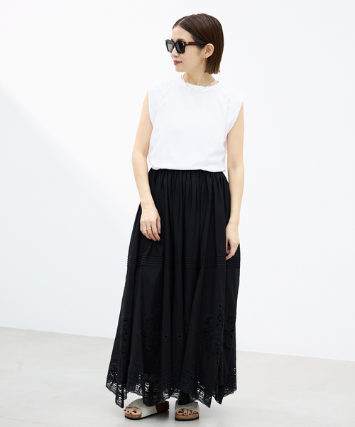 IENA(イエナ)の「ATON/エイトン FRESCA SINGLEJERSEY NS ノースリーブ(Tシャツ/カットソー・レディース・ブラック系その他/ピンク系その他/ホワイト/ブラウン・FREE)」の6枚目の写真