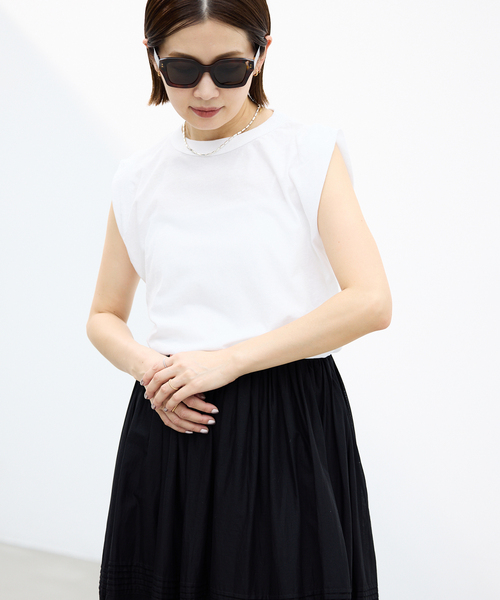 IENA(イエナ)の「ATON/エイトン FRESCA SINGLEJERSEY NS ノースリーブ(Tシャツ/カットソー・レディース・ブラック系その他/ピンク系その他/ホワイト/ブラウン・FREE)」の17枚目の写真