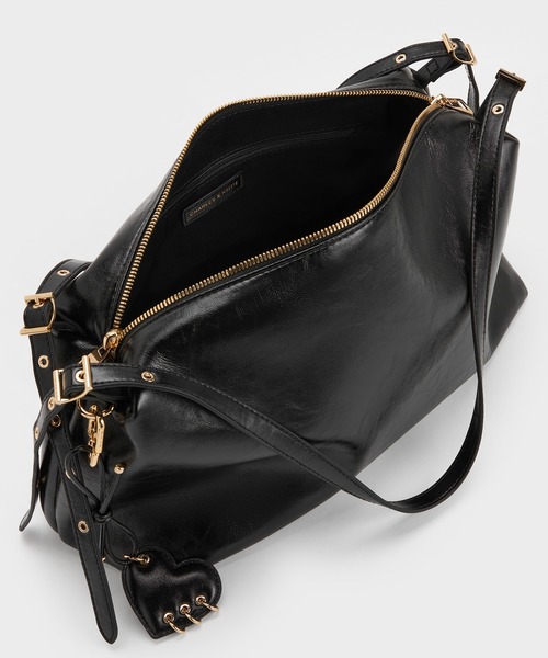 CHARLES & KEITH(チャールズ & キース)の「Rey レイ スラウチー ショルダーバッグ(ショルダーバッグ・レディース・ダークブラウン系3/ブラック・M)」の16枚目の写真