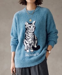 Belta attrice（ベルタアトリーチェ）の「【先行予約】猫ジャガード シャギーニット オーバーサイズ プルオーバー/クルーネック（ニット/セーター）」