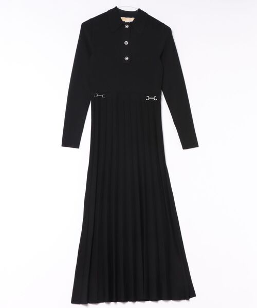 セール】ロングスリーブ スナップ ミディ ポロドレス（ワンピース