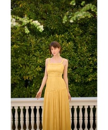 Viella Dress シャインプリーツギャザリングドレス
