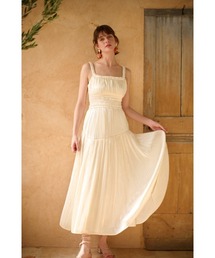 Positano Belted long Dress プリントホルターネックティアードドレス