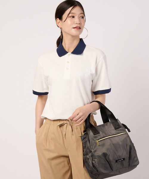 Arnold Palmer(アーノルドパーマー)の「シェア アソートグラフィック リンガーポロシャツ(ポロシャツ・レディース・アイボリー/ホワイト・S/M/XS/L/LL)」の4枚目の写真