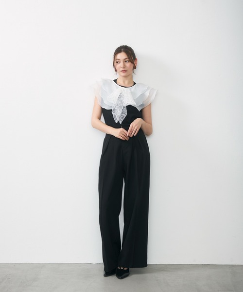 Lunea(ルネア)の「【リボン取り外し可】2wayチュールレイヤードつけ襟 / 2-way layered tulle collar(付け襟・レディース・ベージュ/ホワイト・FREE)」の8枚目の写真