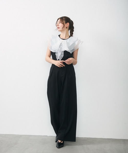Lunea(ルネア)の「【リボン取り外し可】2wayチュールレイヤードつけ襟 / 2-way layered tulle collar(付け襟・レディース・ベージュ/ホワイト・FREE)」の14枚目の写真