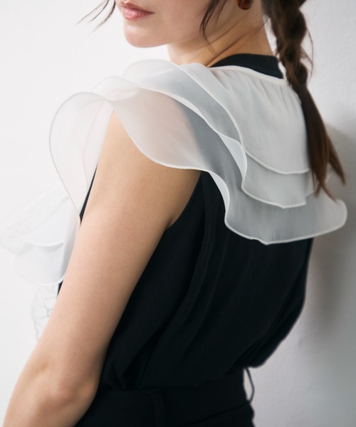 Lunea(ルネア)の「【リボン取り外し可】2wayチュールレイヤードつけ襟 / 2-way layered tulle collar(付け襟・レディース・ベージュ/ホワイト・FREE)」の5枚目の写真