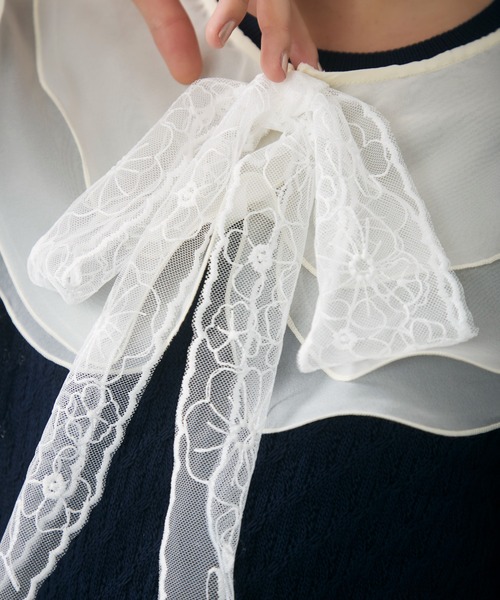 Lunea(ルネア)の「【リボン取り外し可】2wayチュールレイヤードつけ襟 / 2-way layered tulle collar(付け襟・レディース・ベージュ/ホワイト・FREE)」の18枚目の写真