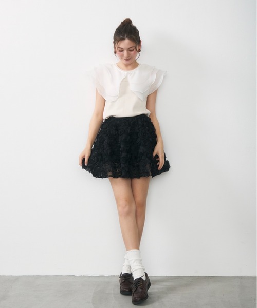 Lunea(ルネア)の「【リボン取り外し可】2wayチュールレイヤードつけ襟 / 2-way layered tulle collar(付け襟・レディース・ベージュ/ホワイト・FREE)」の12枚目の写真