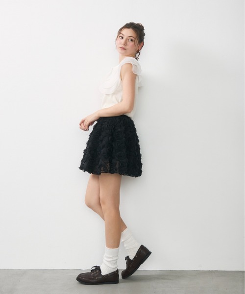Lunea(ルネア)の「【リボン取り外し可】2wayチュールレイヤードつけ襟 / 2-way layered tulle collar(付け襟・レディース・ベージュ/ホワイト・FREE)」の9枚目の写真