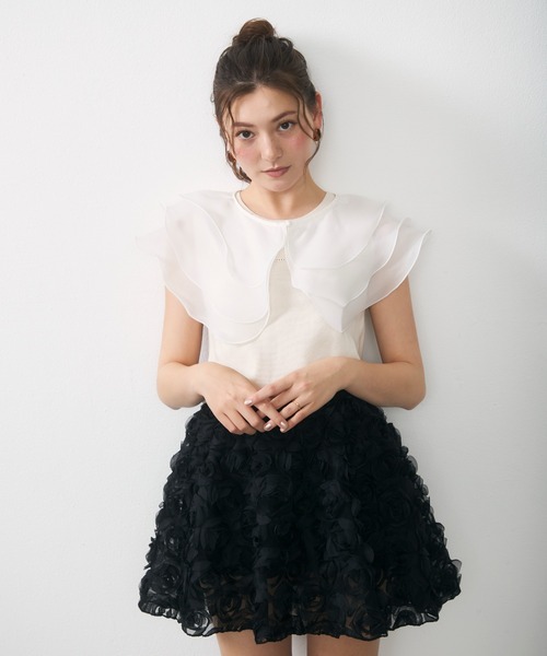 Lunea(ルネア)の「【リボン取り外し可】2wayチュールレイヤードつけ襟 / 2-way layered tulle collar(付け襟・レディース・ベージュ/ホワイト・FREE)」の11枚目の写真