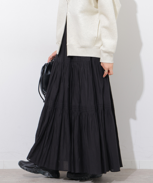 JOURNAL STANDARD relume(ジャーナルスタンダード レリューム)の「《WEB限定追加3》コットンボイルクリンクルティアードスカート(スカート・レディース・ホワイト/ブラウン/ブラック・FREE)」の1枚目の写真